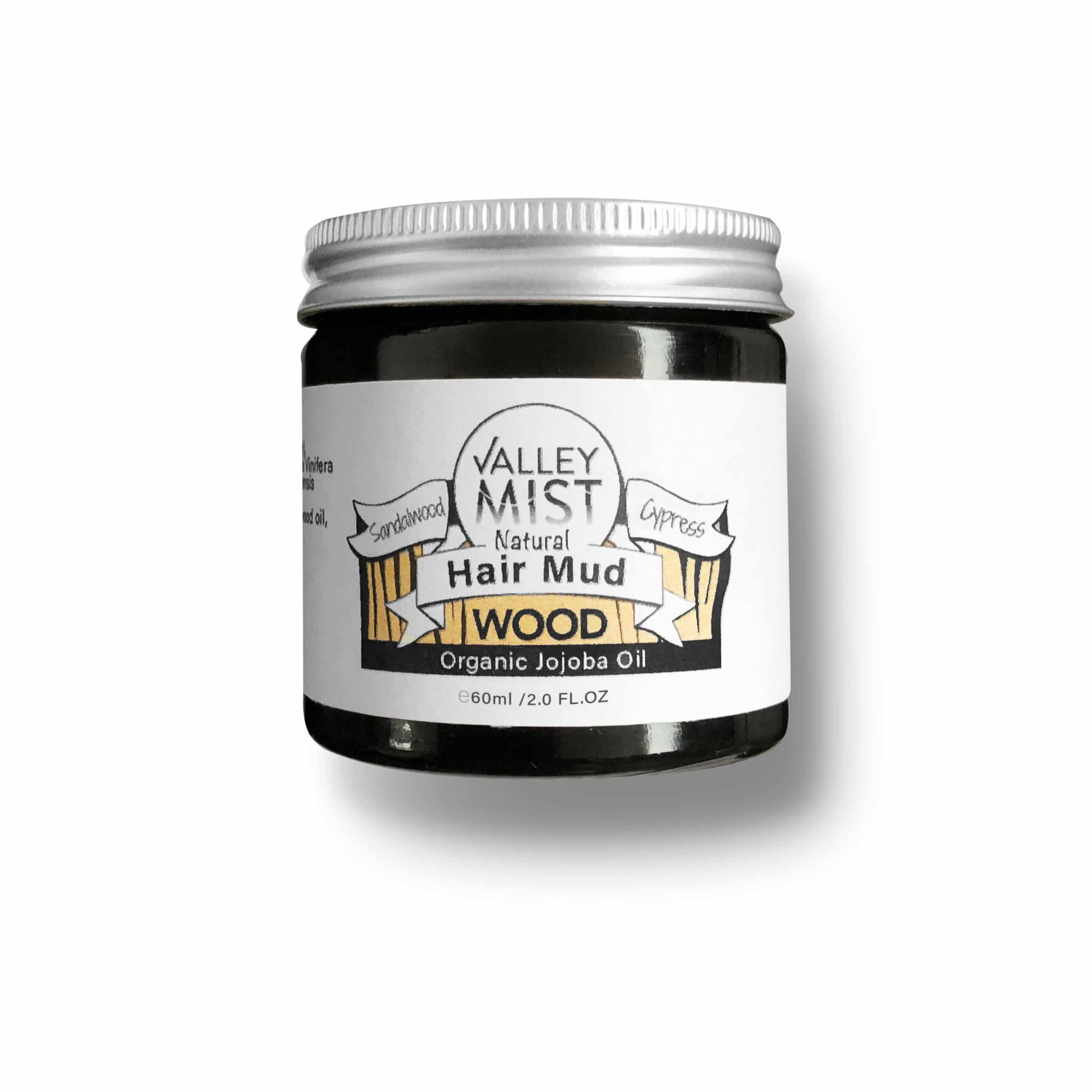 natural, soft hold hair styling mud from Valley Mist with organic jojoba oil