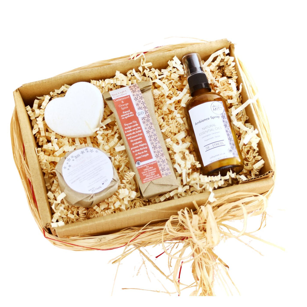 Busy Mum Gift Box with aromatherapy spray, massage bar and candles – Valley Mist