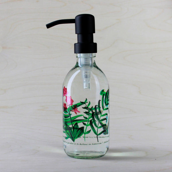 Clear Glass Refill Bottle 300ml soap pump - Green Dream