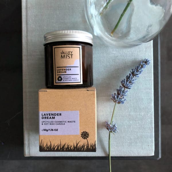 upcycled natural soy wax candle lavender