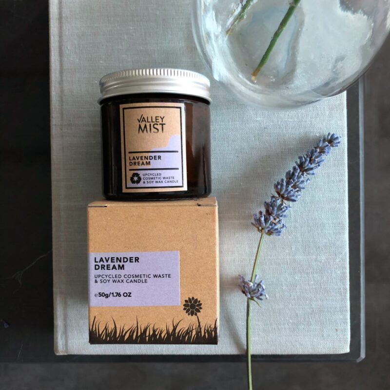 upcycled natural soy wax candle lavender 50g