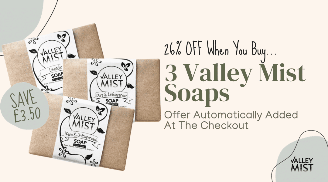 3 Valley Mist Palm Free Soaps for £10